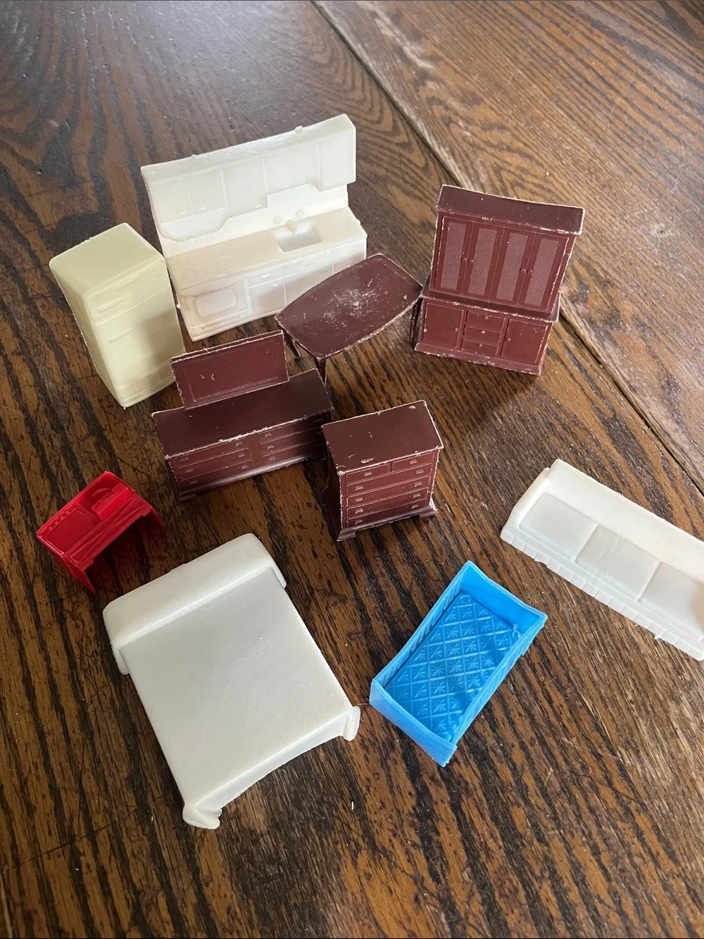 Vintage Plastic Dollhouse Furniture Set - Multicolor